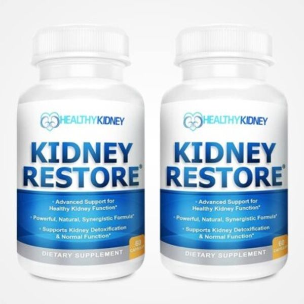 Kidney Restore Cleanse Health Supplement Support Normal Vitamins 60 Caps 2 Pack
