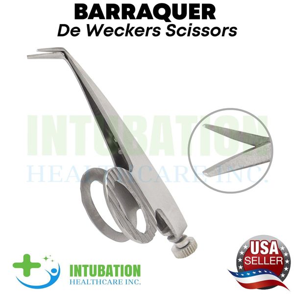 Barraquer De Wackers Scissors 7mm Angled Blade Surgical Ophthalmic Instruments