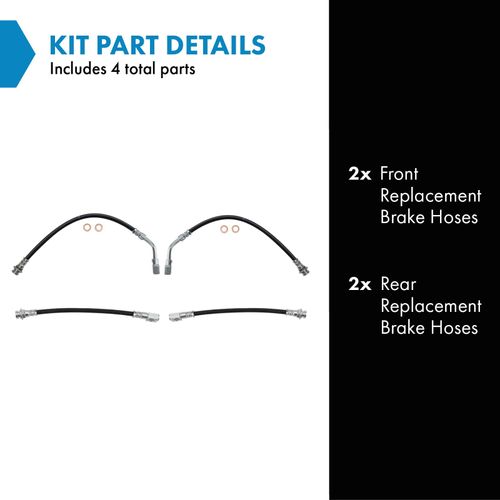 TRQ Front and Rear Brake Hose Set Compatible with 2004-2005 Buick Century 1999-2004 Regal 2000-2005 Chevrolet Impala Monte Carlo 1999-2002 Oldsmobile Intrigue 1999-2008 Pontiac Grand Prix
