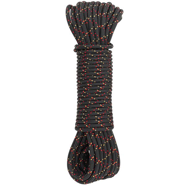 GM CLIMBING 6mm Accessory Cord Rope Double Braid CE/UIAA (Black, 20ft)