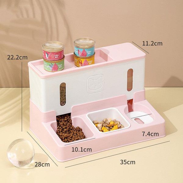 Automatic Pet Feeder With Continuous Water Refilling - Pink