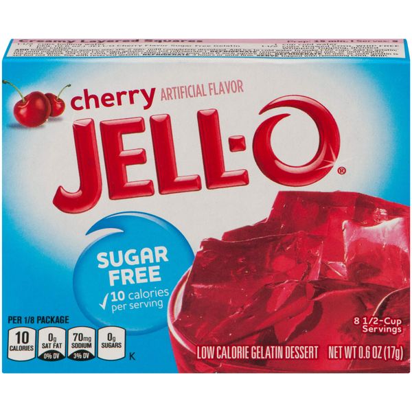 JELL-O Cherry Gelatin Dessert Mix (0.60 oz Boxes, Pack of 24)