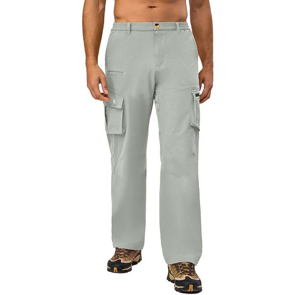 Little Donkey Andy Men's Quick Dry UPF 50+ Cargo Pants, Stretch Lightweight Outdoor Hiking Pants Harbor Mist XXL