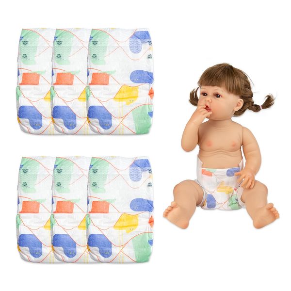 Reborn Baby Dolls Diapers Pack of 6 Pieces for 17-22 inch Reborn Baby Doll Accessories Diaper Bag(Bird Pattern)