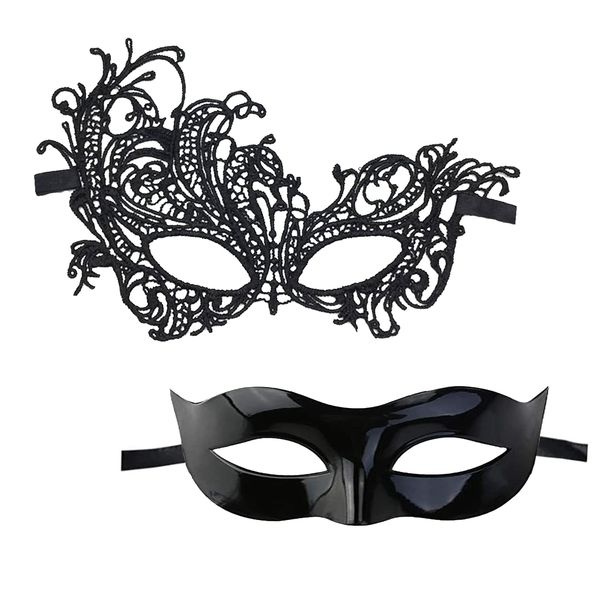 BOZILY Masquerade Ball Masks, Couple Lace Masks, Mardi Gras Mask, Mascarade Masks For Couples, Sexy Lace Eyemask Venetian Party Mask For Fancy Carnival Ball Halloween Party Costume Dress Halloween