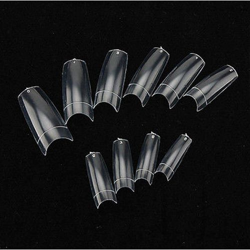 FATASH 500 Pieces Clear Coffin Fake Press on Nail Tips | Full Cover Acrylic French False Stick on Nails Kit | Professional Beauty Manicure Tool Set | Artificial Nail Extension For Women & Girls