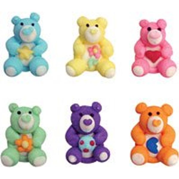 Item#38906 - Mini Rainbow Teddy Bears Asst. Royal Icing Cake/Cupcake Decorations 12 Ct