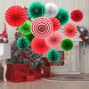 Paper Christmas Decorations, Christmas Tissue Paper Hanging Paper Fans Honeycomb Balls Pom Poms Flower Christmas Ceiling Decorations Hanging Decoration for Xmas Winter Home Ceiling Wall Decor