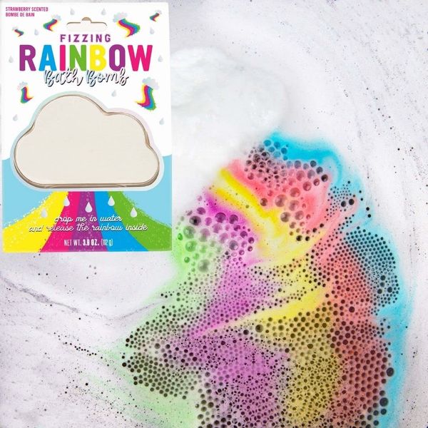 Gift Republic - Fizzing Rainbow Bath Bomb|Strawberry Scented|Release The Rainbow|112g|Colourful Gift for Any Occasion|Secret Santa Gift