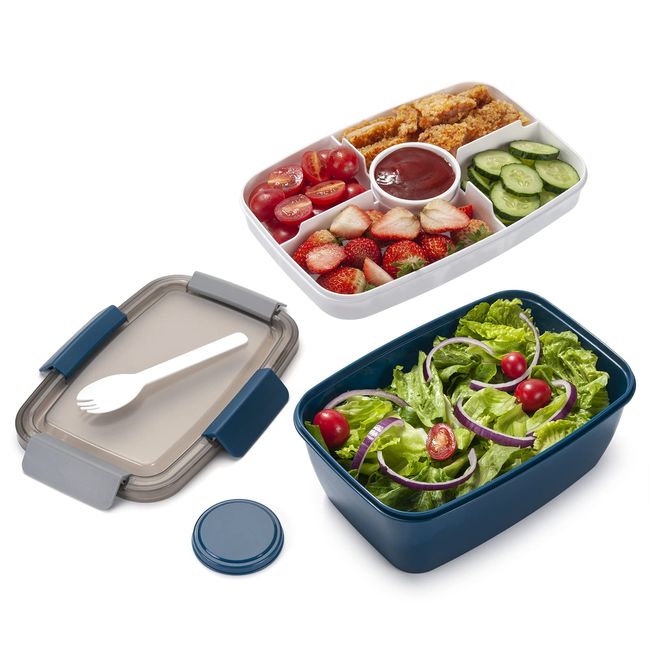 Freshmage Large Salad Lunch Container To Go, 68-oz, Blue-XL, Unisex