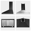 30 inch Range Hood Wall Mount Kitchen 3-Speed Touch Panel Vent Black Painted New