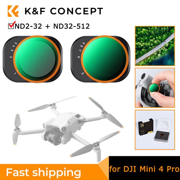 K&F Concept Variable ND Lens Filter For DJI Mini 4 Pro 2 Pack ND2-32+ND32-512 US