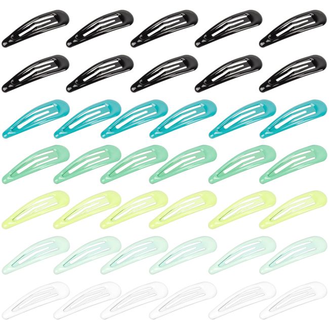 XCZYN 40 Pcs Snap Hair Clips 2 Inch Multi-colored Mini Anti-slip Snap Clip Hair Accessories Metal Barrettes for Women Little Girls Lady Hair Styling (40 Pieces, Green)