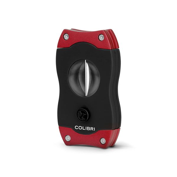 Colibri Premium V-Cut Cigar Cutter - Ergonomic Stainless Steel Spring-Loaded Blade, Ideal for up to 60+ Ring Gauge - Gift for Cigar Enthusiasts (Red)