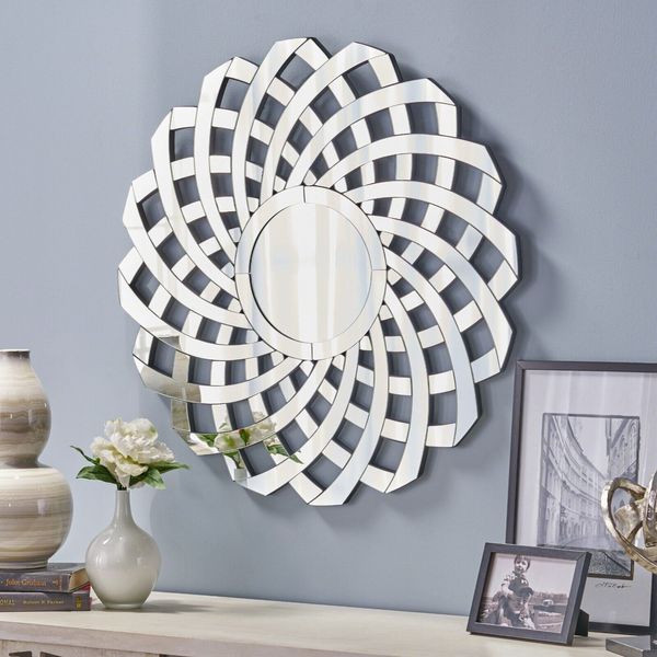 Sadye Glam Flower Wall Silver Mirror