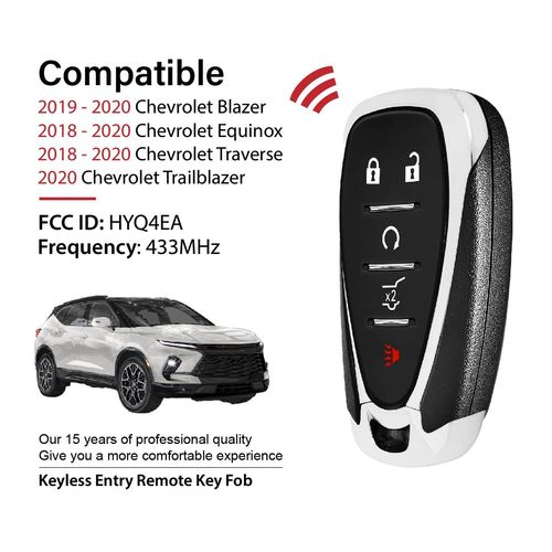 Keylessbest Replacement for 2017 2018 2019 2020 Chevrolet Blazer Equinox Traverse Trailblazer Key Fob Remote Control HYQ4EA 5 Buttons 433MHz
