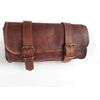 Vintage Motorcycle Genuine Goat Leather 2 Strap Buckle Closure Tool Brown Bag Quick Release Clasp REINFORCED for handlebars,Forks, Sissy Bar - 10"