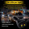 54LED Emergency Light Bar Rooftop Double Side Strobe Warning Light Amber + White