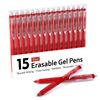 Erasable Gel Pens, 15 Pack Red Retractable Erasable Pens Clicker, Fine Point,...