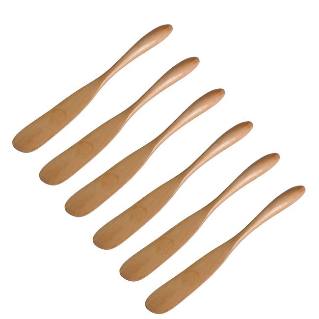 Miraclekoo Wood Butter Knife Cheese Spreader 6.5", Set of 6, Restaurant Grade