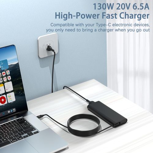 130W USB C Laptop Charger Replacement for Dell XPS 15 9575 2-in-1, Precision 5570 5560 5550 5530 5760 5750 3560, Latitude 7410 7310 7210 9410 9510 9575 5420 5520 5510 Type C Adapter Power Cord