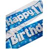 OakTree 9ft Banner Happy 17th Birthday Blue Holographic