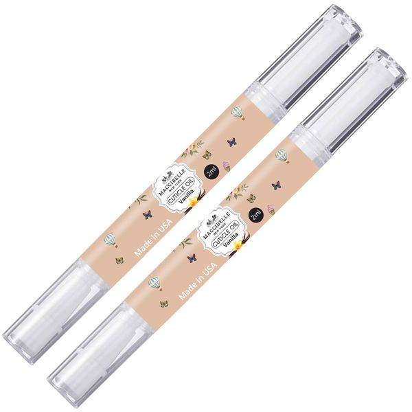 Maccibelle 2 PCS Pure Cuticle & Nail Oil Pen 2ml Heals Dry Cracked Cuticles. (Vanilla)