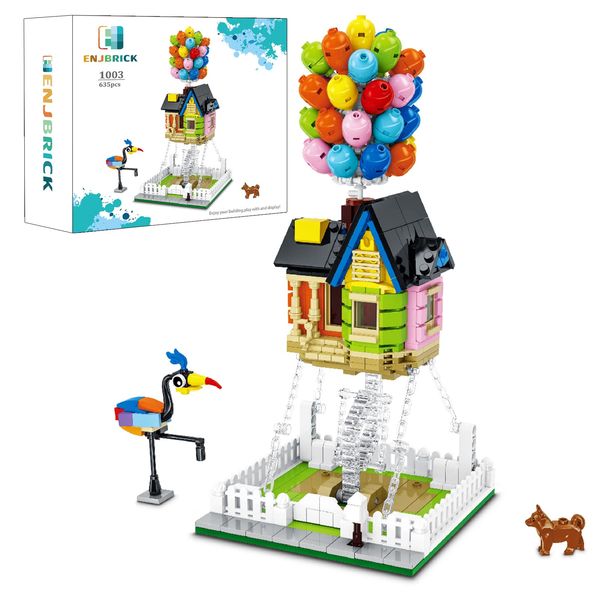 ENJBRICK Up Balloon House Building Kit for Kids Age 8-14 Yrs,Creative Building Block Set 635 pcs,Girl Toys for Christmas and Birthday Gifts,Tensegrity Sculptures Building