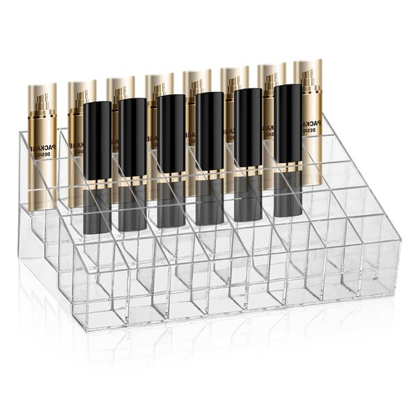 KARBAG 40 Grids Lipsticks Holder Clear Lip Gloss Storage Organiser Acrylic Lipstick Holder Lip Gloss Holder Nail Polish Display Jewelry Organizer Stand Cosmetic Display Stand for Lipstick Tubes