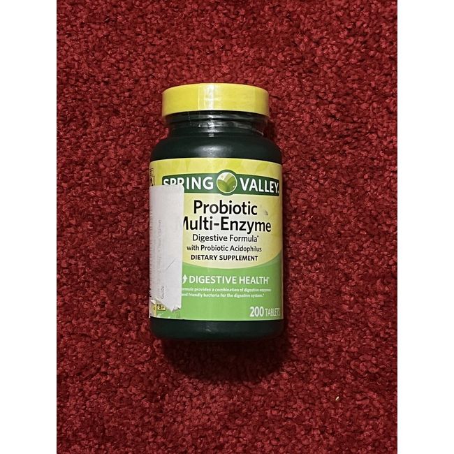 Spring Valley Probiotic Multi-Enzyme Digestive Formula Tablets 200 Cap Exp 10/24