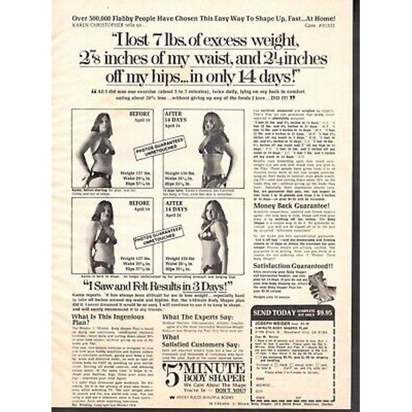 Vintage advertising print ad Joseph Weider 5 min Body shaper Karen Christopher