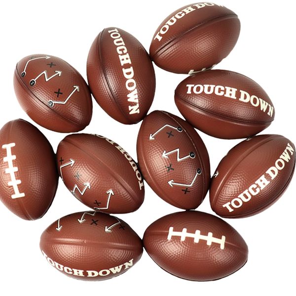 GiftExpress 12pc 4” Touchdown Printed Foam Football Stress Balls, Small Sport Balls, Game Day Party Favor Toy, Football Party Supplies and Gift Bag Stuffer, Small Touchdown Foam Football