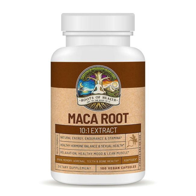 Maca Root Extract 10:1, 100 Vegan Capsules, Menopause Hormone Balance PMS Energy