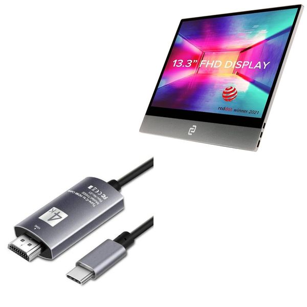 BoxWave Cable Compatible with Espresso Display 13 Touch V2 - SmartDisplay Cable - USB Type-C to HDMI (6 ft), USB C/HDMI Cable - Jet Black