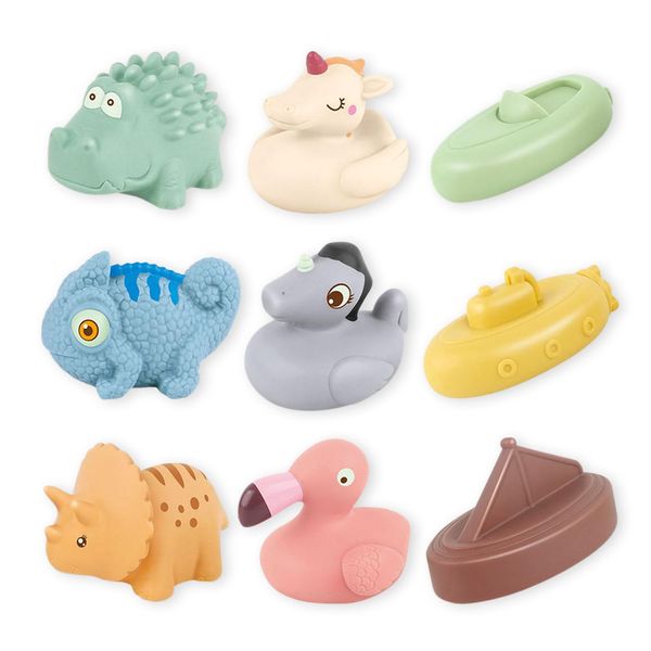 BYKASIST Baby Bath Toys Animal and Floating Boats, 9 Pack Mold Free Bath Toys for Babies 6-12 Months, Safe and Non Toxic Water Play Kids Preschool Education Toy Learning Skills for Bathroom