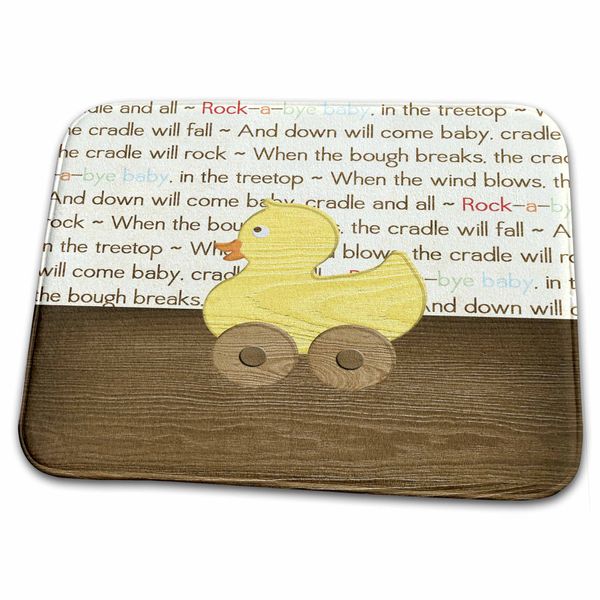 Dish Drying Mat - Toy Wooden Yellow Duck with Wheels, Rock a Bye Baby Wallpaper Room Baby Stuff Design