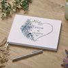 Wedding Guest Book Personalised With Blue Tropical Heart Theme