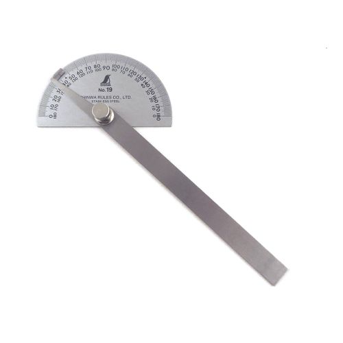 Shinwa Japanese #19 Stainless Steel Protractor 0-180 degrees with Round Head