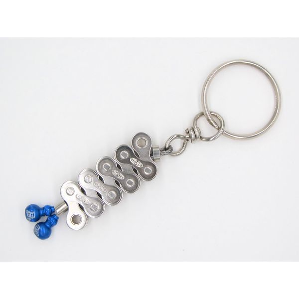 Bike Chain Key Chains with Gourd-Shaped End Cap Blue