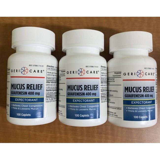 3 PACK- Guaifenesin Expectorant Mucus Relief 400mg Caplets exp 2025