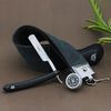 3 Pieces Men's Shaving Set with Straight Razor in Black Colour,Double Sided Leather Strop & Sharping Paste (3Pcs)
