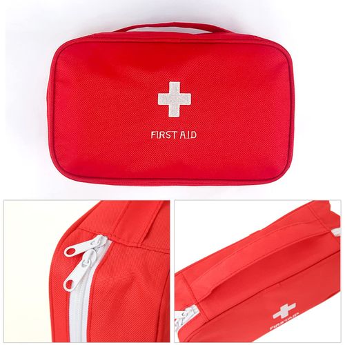 NB Medicine Bag, Travel Pharmacy Bag, Caregiver Bag for Families, First Aid Bag, Emergency Bag, Red, red, Solid Colour
