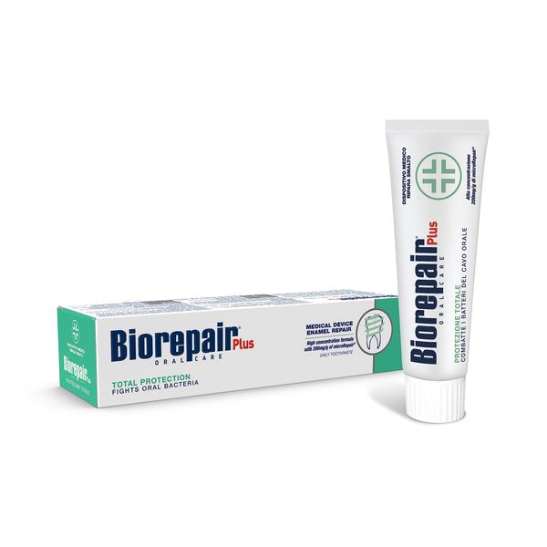 Biorepair Total Protection Daily Toothpaste - 2.54 Fluid Ounces (75ml) Tubes (Pack of 2) [ Italian Import ]