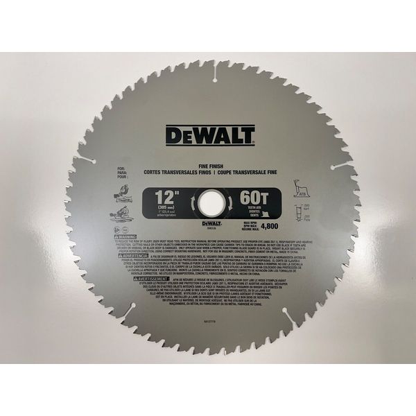 DEWALT DW3126 12" 60 Tooth ATB Crosscutting Miter Saw Blade