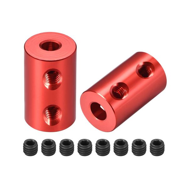 sourcing map 4mm to 5mm Bore Rigid Coupling Set Screw L20XD12 Aluminum Alloy,Shaft Coupler Connector for RC Airplane Boat, Motor Accessories,Red,2pcs