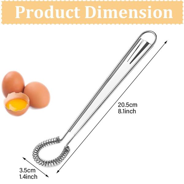 2Pcs Egg Whisk, Stainless Steel Whisk Set, Spring Coil Wire Egg Beater with Strong Handles, Kitchen Egg Beater Tiny Whisks Baking Mixer for Cooking, Whisking, Beating, Stirring