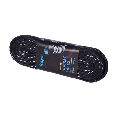 Kaps Professional Shoe Laces for Ice Hockey Ice Skates Waxed Also Suitable for Inline Skates and Roller Skates Made of High Quality Cotton, black