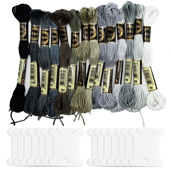 SZXMDKH Grey Embroidery Thread,Sewing Thread Kit Embroidery Threads Grey Series Cross Stitch Floss (14 Skeins Per Pack)