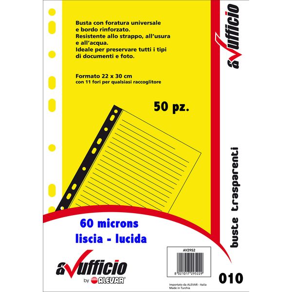 Alevar 2952/WH60LIS50 Transparent Punched Pockets
