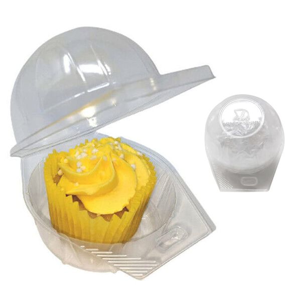 Van Der Linn Single Hinged Cupcake Boxes Clear Muffin Holder Cases Domes Cups Pods Containers (10)